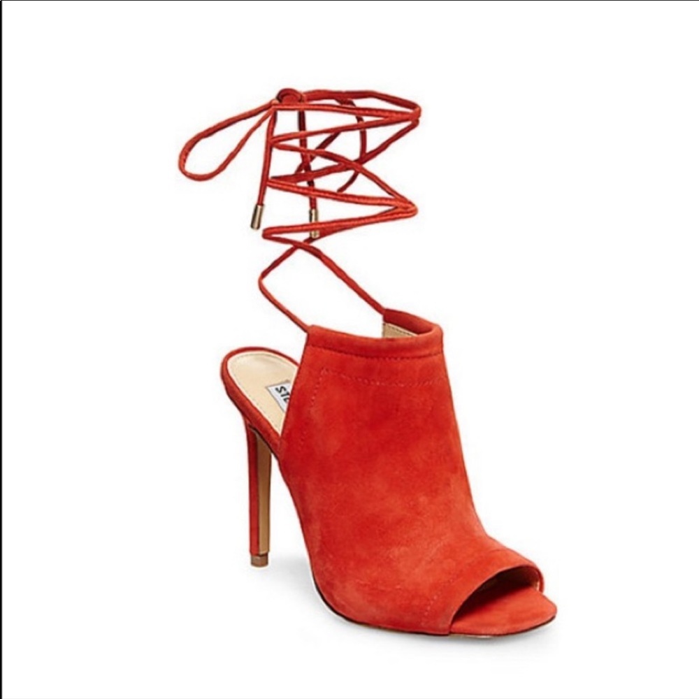 Steve Madden “Sophie” Orange Suede Wrap Heel, Size 7